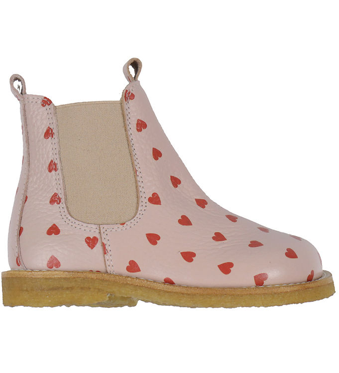 Angulus Støvler - Klassisk Chelsea - Rose m. Røde Hjerter