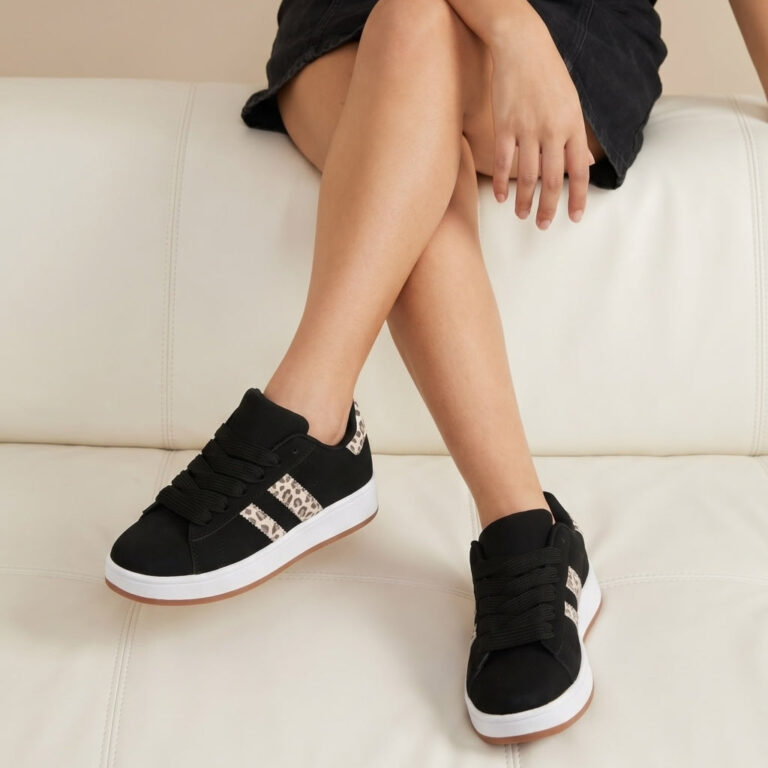 Ginette dame sneakers A-123 - Black/Leopard