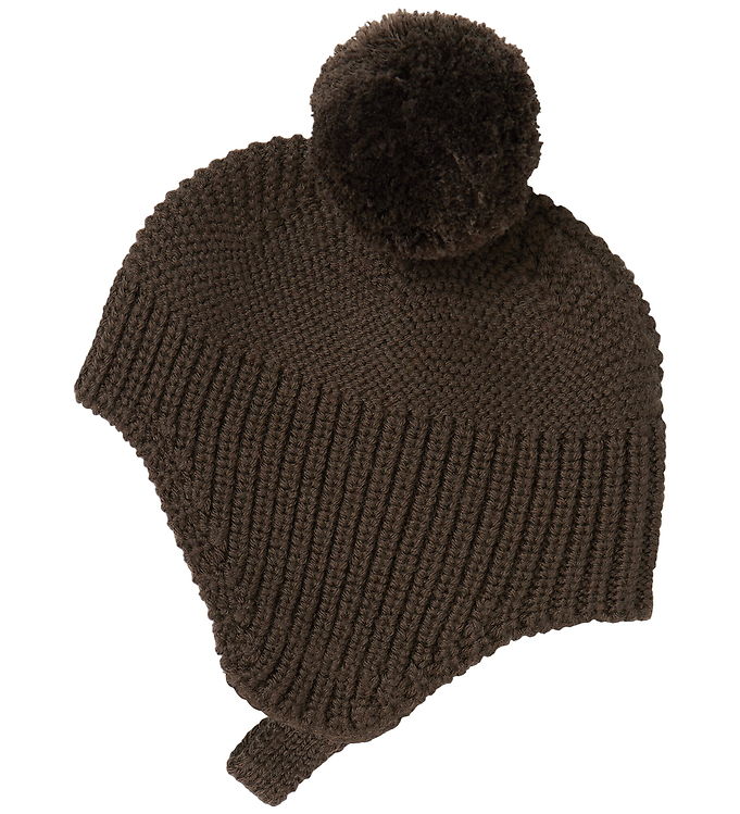 MarMar Babyhjelm - Uld/Bomuld - Aly Pompom - Dark Roast