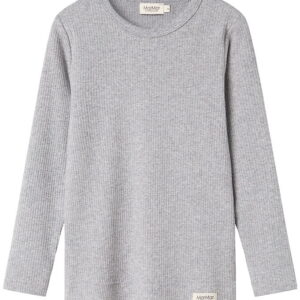 MarMar Bluse - Rib - Plain - Noos - Lysegråmeleret