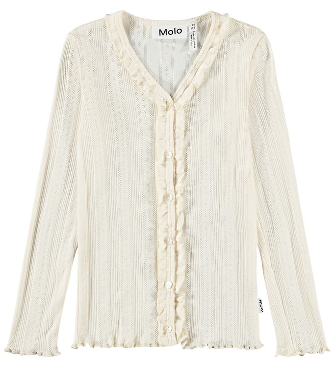 Molo Cardigan - Ramsi - Pearled Ivory m. Hulmønster