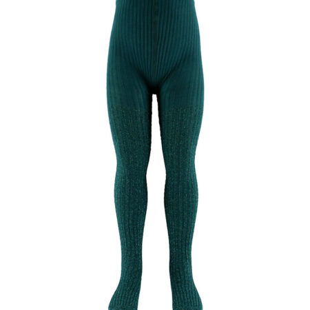 Molo Strømpebukser - Rib - Cosmic Green m. Glimmer