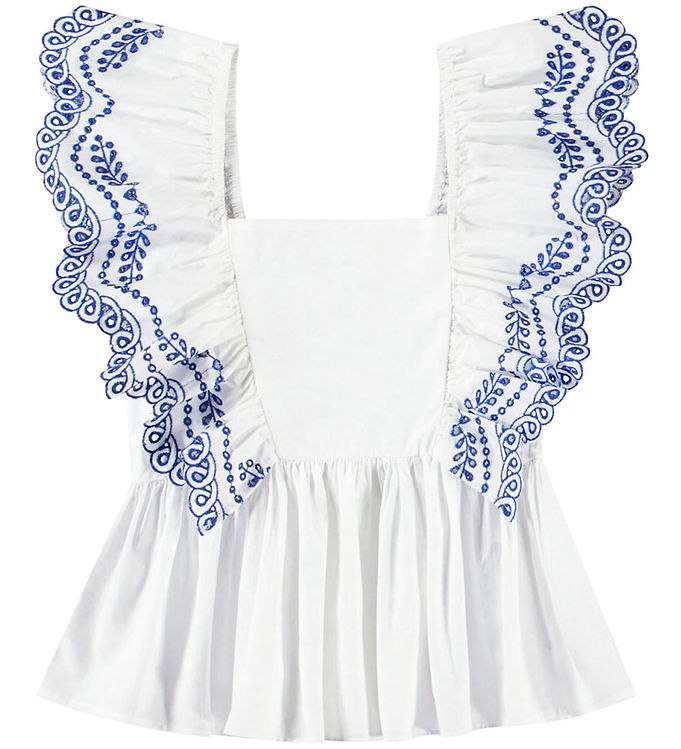 Molo Top - Rosamond - Crisp White m. Hulmønster