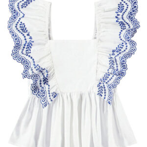 Molo Top - Rosamond - Crisp White m. Hulmønster