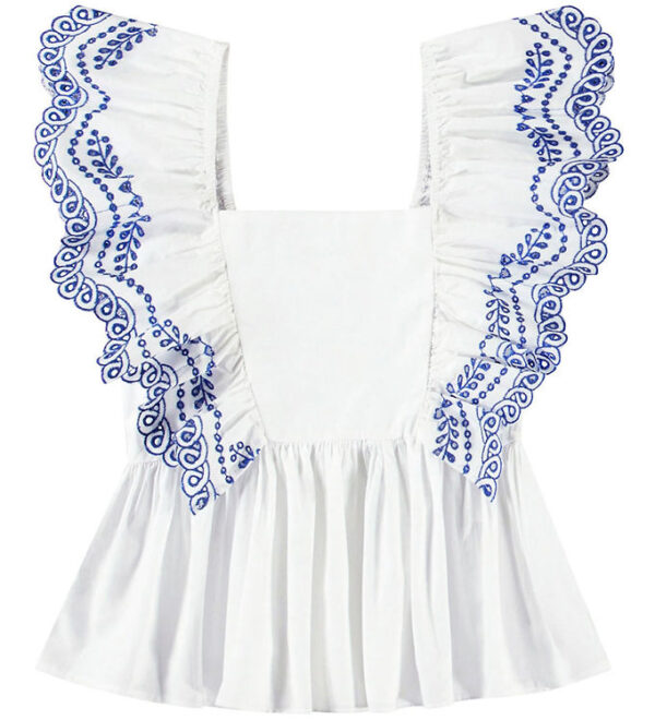 Molo Top - Rosamond - Crisp White m. Hulmønster