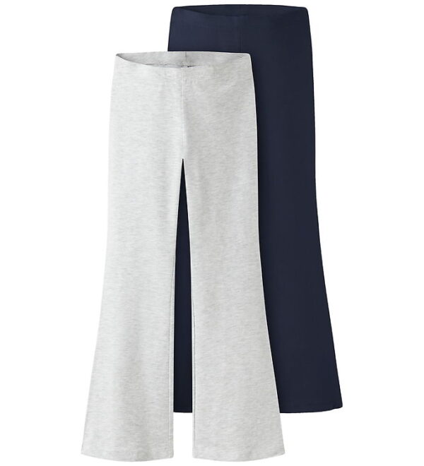 Name It Bukser - 2-pak - NkfVivii - Lysegråmeleret/Navy Blazer
