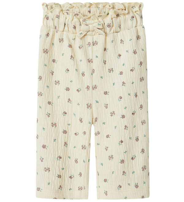 Name It Bukser - NbfJannis - Bleached Sand m. Blomster