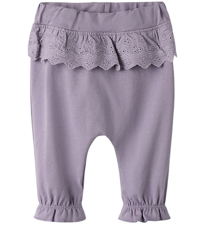 Name It Bukser - NbfTroja - Lavender Gray m. Flæser