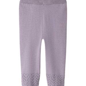 Name It Bukser - Strik - NbfBrit - Lavender Gray m. Hulmønster