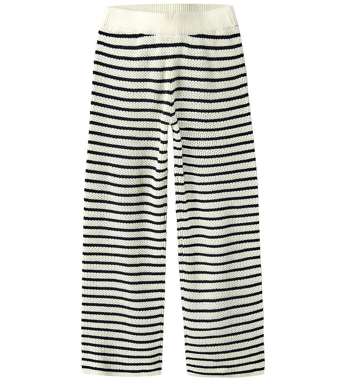 Name It Bukser - Strik - Wide - NkfFumiko - Antique White/Navy B