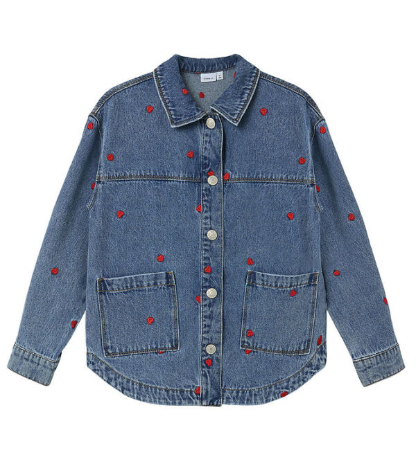 Name It Denimjakke - NkfMandy - Medium Blue Denim/Heart