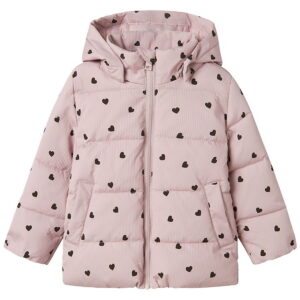 Name It Dynejakke - NmfMonday - Violet Ice m. Hjerter