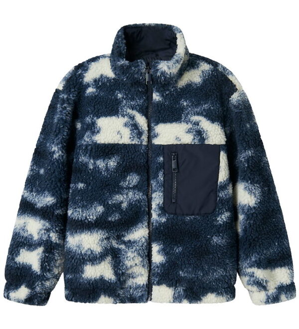 Name It Fleecejakke - Teddy - NkmMilou - Navy Blazer m. Mønster