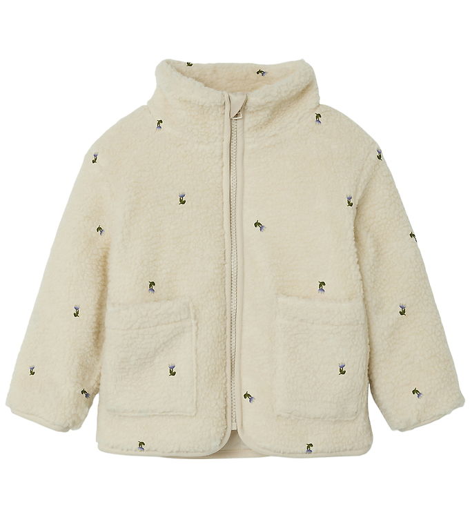 Name It Fleecejakke - Teddy - NmnMagot - Fog/Flower