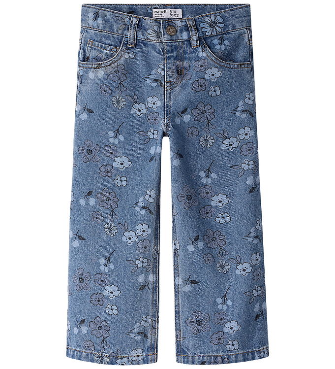Name It Jeans - NmfRose - Wide - Medium Blue Denim/FLOWER