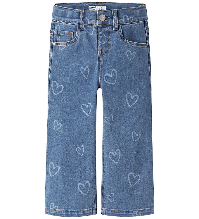 Name It Jeans - Wide - NmfRose - Medium Blue Denim/Hearts