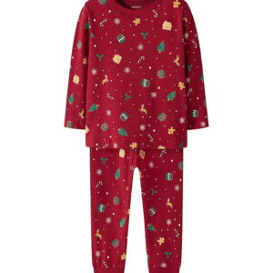 Name It Nattøj - 2-Delt - NmnVismas - Jester Red/Xmas AOP Red