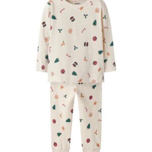 Name It Nattøj - 2-Delt - NmnVismas - Whitecap Gray/Xmas AOP