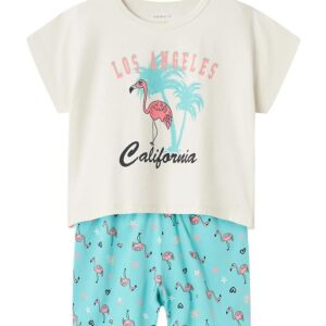 Name It Nattøj - 2-delt - Flamingo - Pool Blue