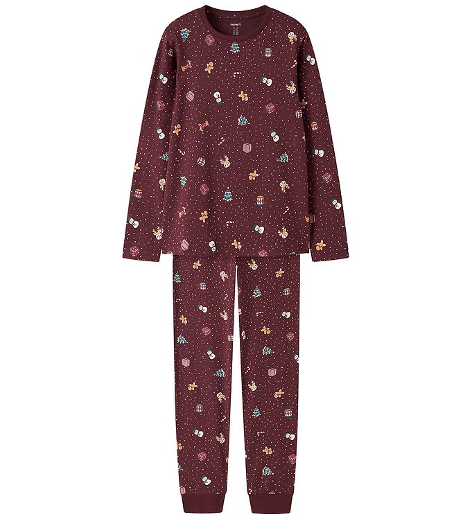 Name It Nattøj - 2-delt - NknVismas - Burgundy/Christmas