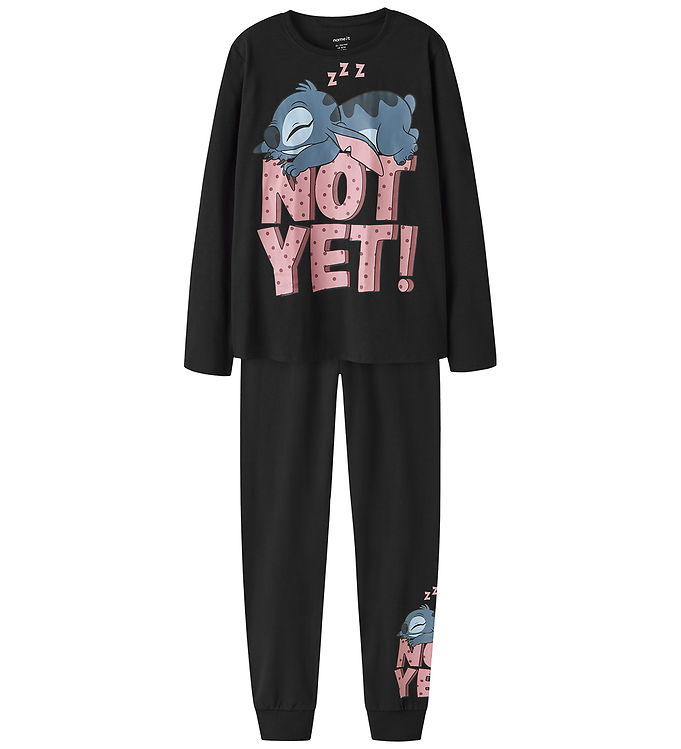 Name It Nattøj - 2-delt - Noos - NkfAnda Stitch - Sort