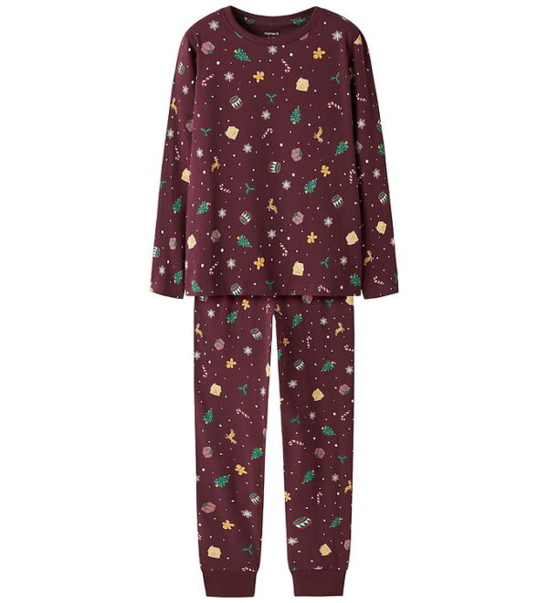 Name It Nattøj - NknVismas - Burgundy/Xmas AOP