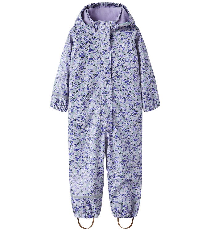 Name It Regndragt m. Fleece - PU - NmfDry10 - Lavender m. Blomst