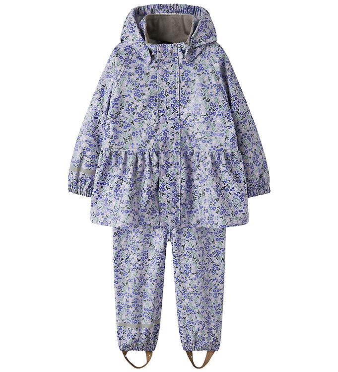Name It Regntøj m. Seler - PU - NmfDry10 - Lavender m. Blomster