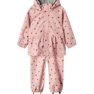 Name It Regntøj m. Seler - PU - NmfDry10 - Pale Mauve/Strawberry