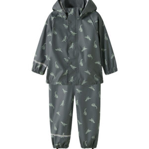 Name It Regntøj m. Seler - PU - NmmDry10 - Balsam Green/DINO