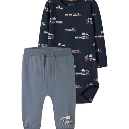 Name It Sæt - Bukser/Body l/æ - NbmVroels - Flint Stone/Navy