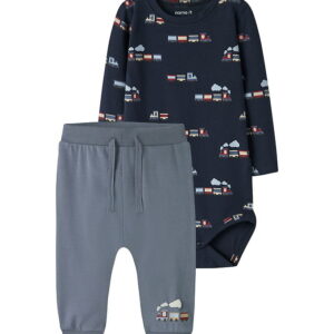 Name It Sæt - Bukser/Body l/æ - NbmVroels - Flint Stone/Navy