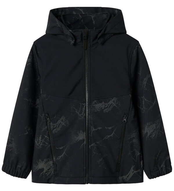 Name It Softshell m. Fleece - NkmAlfa08 - Sort m. Refleksprint