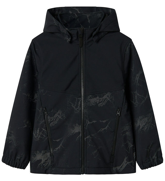 Name It Softshell m. Fleece - NkmAlfa08 - Sort m. Refleksprint