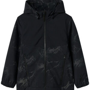 Name It Softshell m. Fleece - NkmAlfa08 - Sort m. Refleksprint