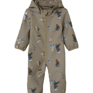 Name It Softshelldragt m. Fleece - NbnAlfa08 - Silver Mink/GO