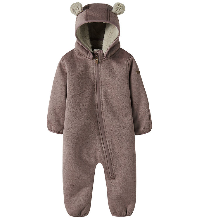 Name It Softshelldragt m. Fleece - NbnMada08 - Silver Mink m. Ør