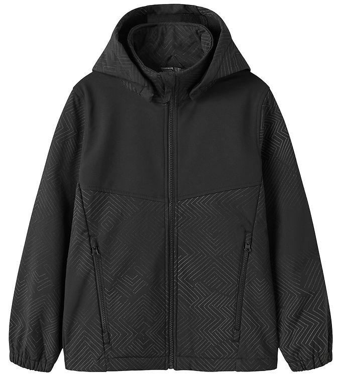 Name It Softshelljakke m. Fleece - NkmAlfa08 - Sort m. Reflekspr