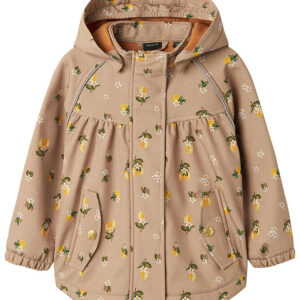 Name It Softshelljakke m. Fleece - NmfAlfa08 - Light Taupe/Lemon