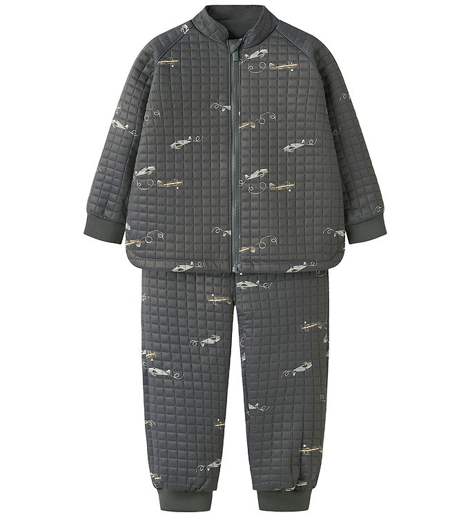 Name It Termotøj m. Fleece - NmmMoon - Grey Pinstripe