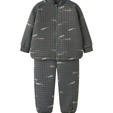 Name It Termotøj m. Fleece - NmmMoon - Grey Pinstripe