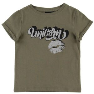 Petit by Sofie Schnoor T-shirt - Liva - Armygrøn m. Unicorn - 6 år (116) - Petit by Sofie Schnoor T-Shirt