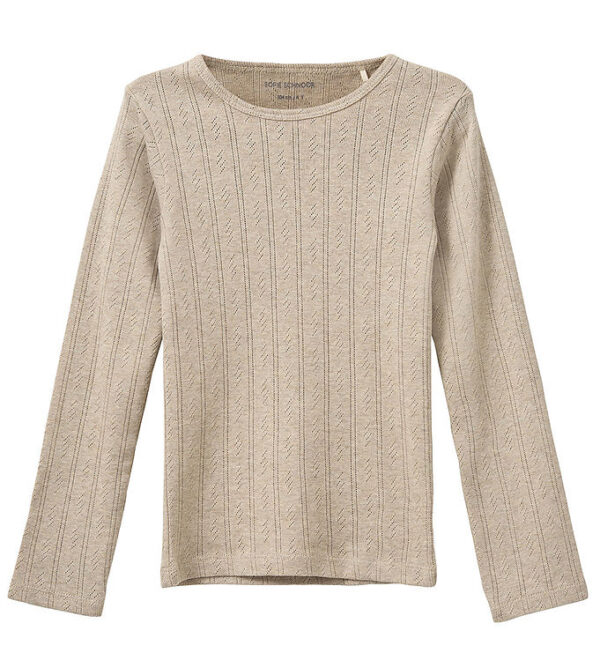 Sofie Schnoor Bluse - PetriciaSY Pointelle - Beige m. Hulmønster