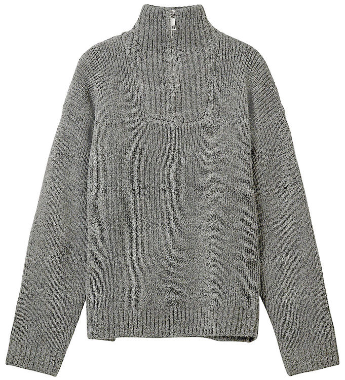 Sofie Schnoor Bluse m. Lynlås - Strik - Pilosy - Gråmeleret