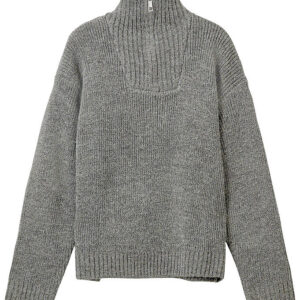 Sofie Schnoor Bluse m. Lynlås - Strik - Pilosy - Gråmeleret