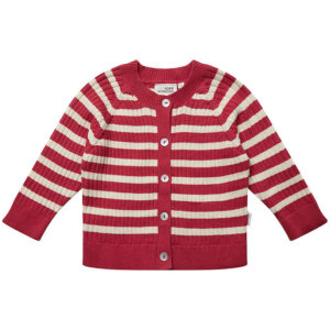 Sofie Schnoor Cardigan - Strik - Berry Red/Off White Stribet