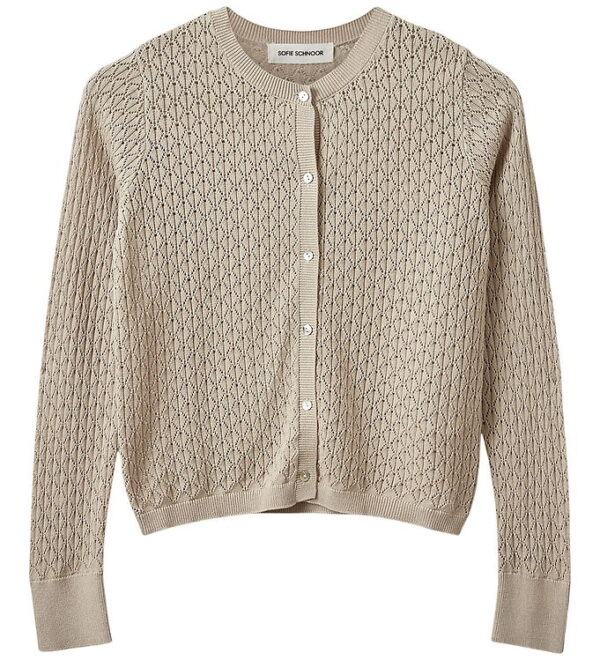 Sofie Schnoor Cardigan - Strik - CisseSY - Beige m. Hulmønster