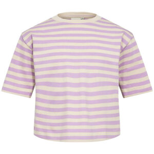 Sofie Schnoor Girls T-shirt - Rib - Light Lavender/Cremestribet