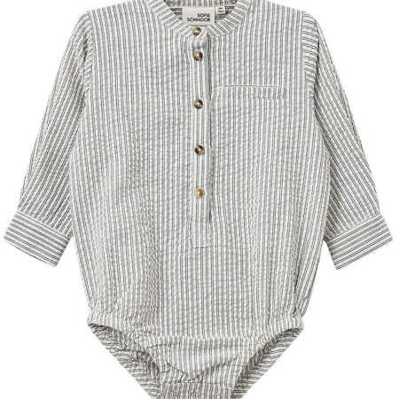 Sofie Schnoor Skjortebody l/æ - White Black striped