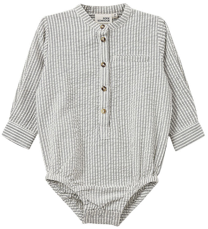 Sofie Schnoor Skjortebody l/æ - White Black striped